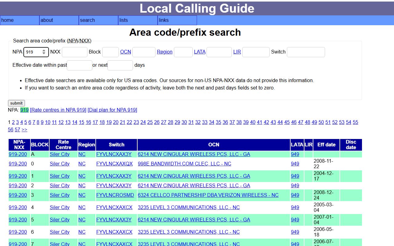 Chapel Hill phone area codes Local Calling Guide prefix search