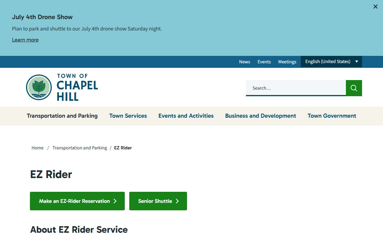 Chapel Hill phone numbers EZ Rider paratransit contact page